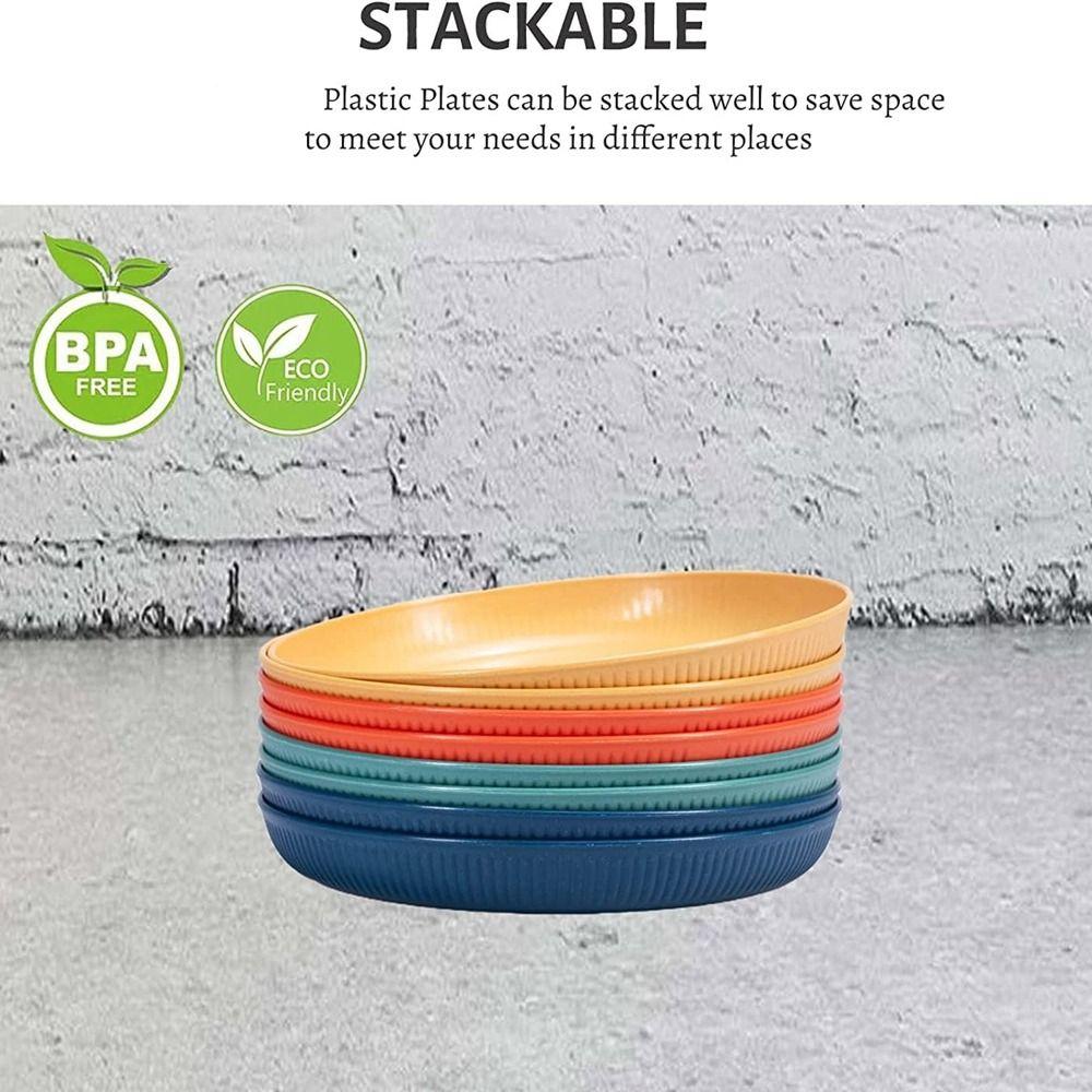 Круглый вертикальный узор, тарелка для еды из пшеничной соломы, интегрированный формовочный пластиковый поднос для фруктов, детский