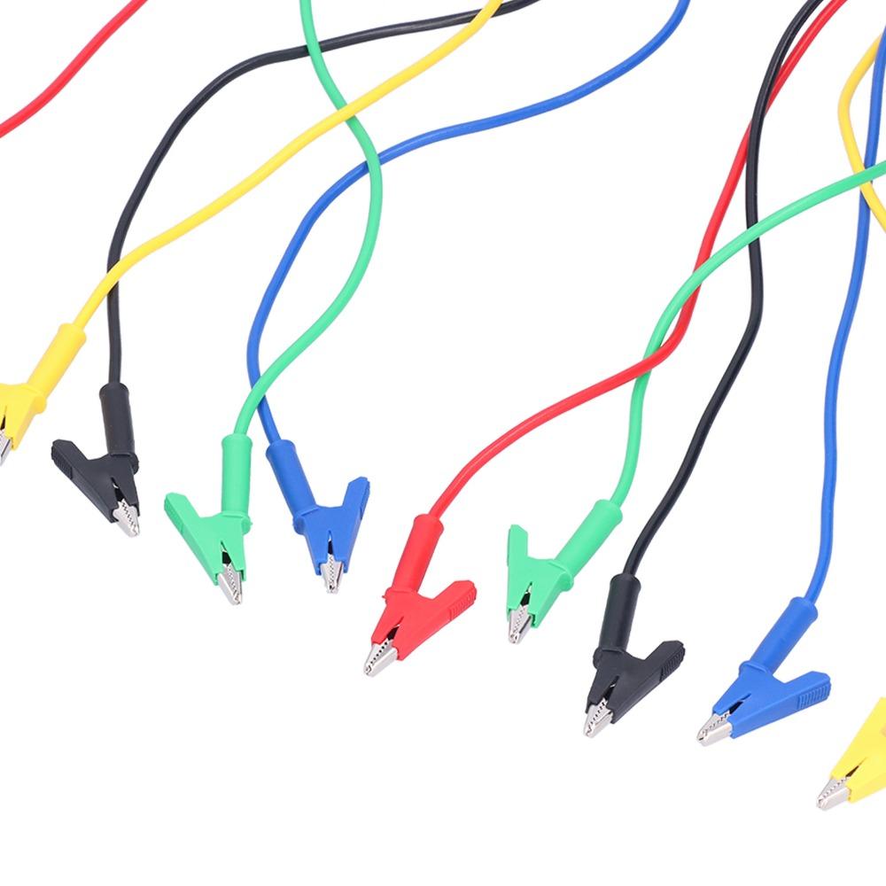 5PCS 1m Test Cable 5 Colors Jumper Wires Durable Alligator Clips Electrical Testing