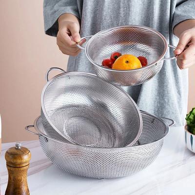 Дренажная корзина из нержавеющей стали, дуршлаг, корзина для мытья фруктов, риса и овощей, сито, сушилка с ручкой, кухонные принадлежности для хранения