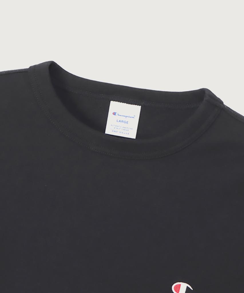 Champion Черная футболка с длинным рукавом, regular fit, с логотипом C