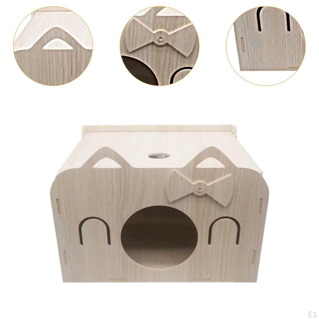Домик для хомяка, деревянный, с окном, декор для сна, гнездо для хомяка