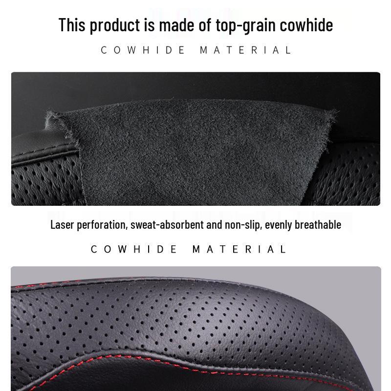 Steering Wheel Cover: Genuine Leather for Mitsubishi Models 18-20, Compatible with ASX, Outlander, Eclipse Cross - All-Season Grip Cover