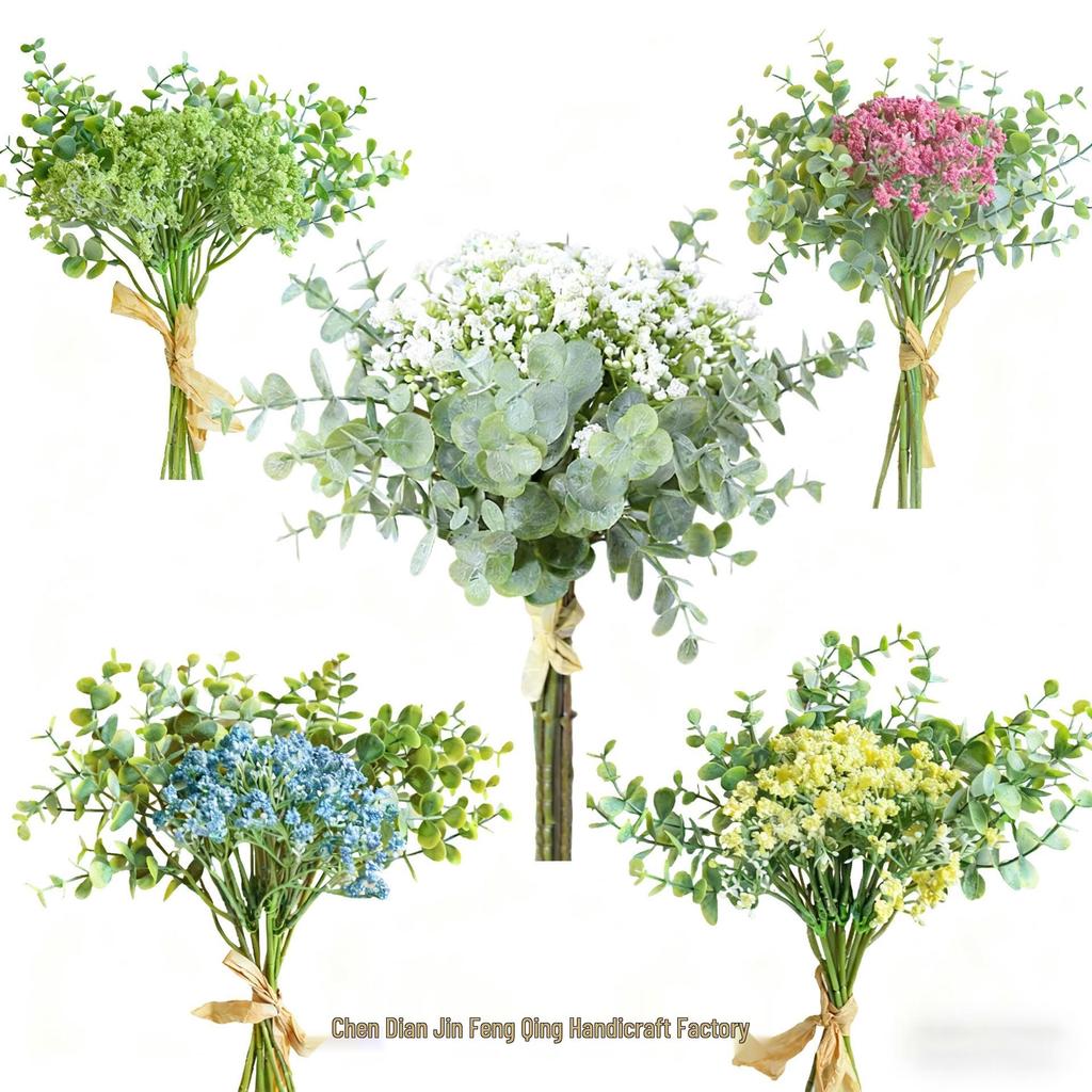 Искусственный букет из эвкалипта и гипсофилы для декора дома, свадьбы и ландшафта