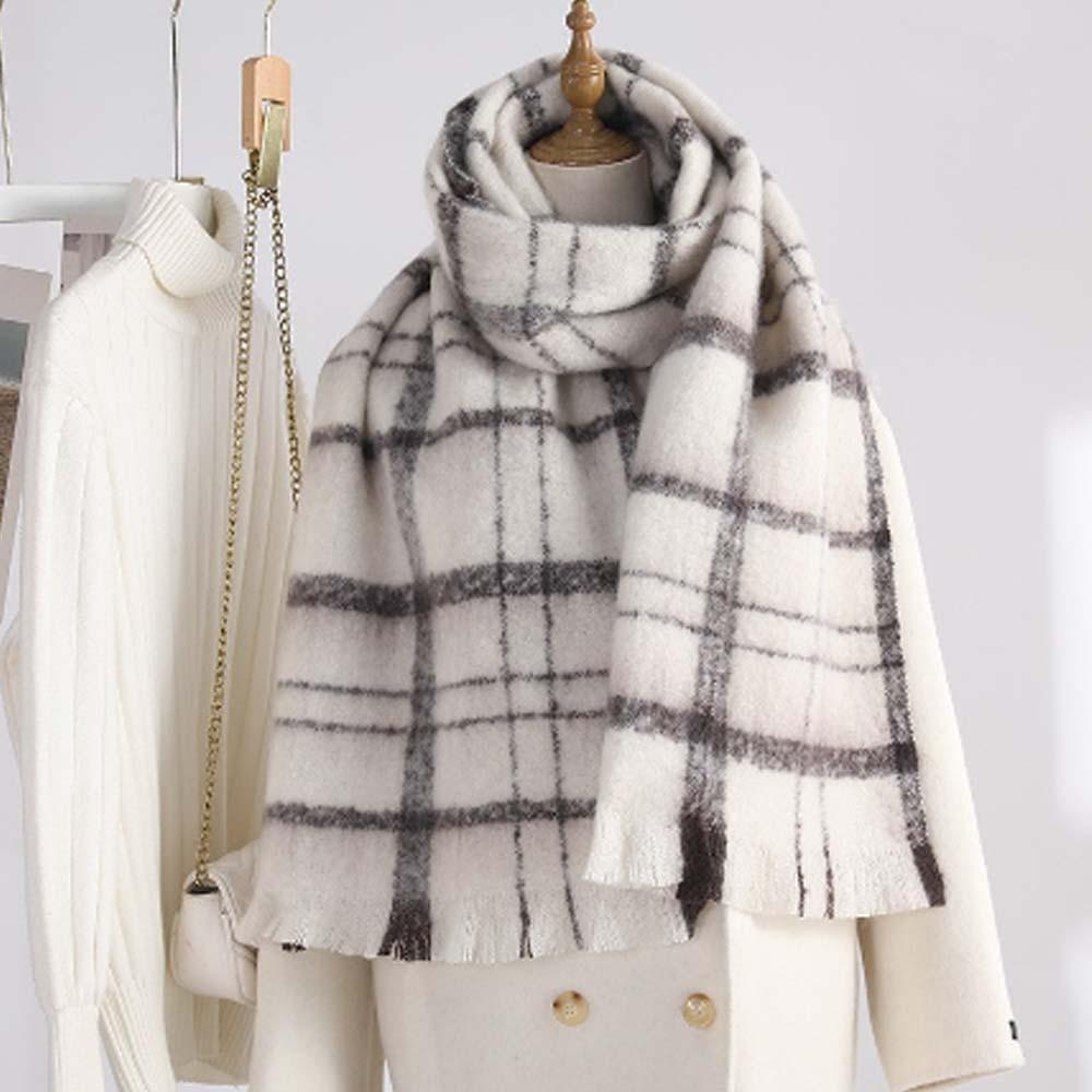 Warm Plaid Knitted Scarf Acrylic Fibres Tassel Shawl Korean Style Unisex Thickened Scarf  Christmas