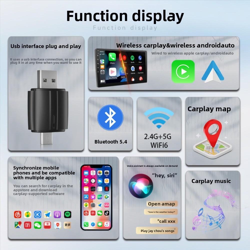 Wireless CarPlay Adapter Dual Port Smart Box for Android Convert Wired To Wireless CarPlay