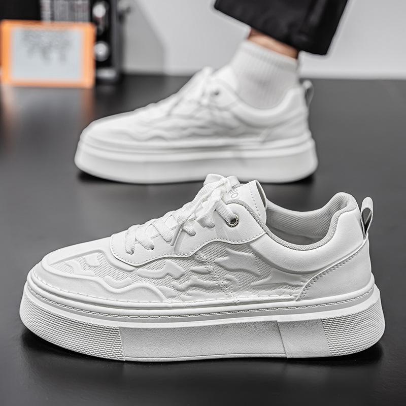 Мужская обувь весна новая повседневная кожаная белая обувь мужская легкая платформа спортивные кеды для скейтборда уличная трендовая обувь