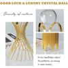 Clear Crystal Ball with Gold Art Deco Stand | Light Luxury Crystal Sphere for Photography, Ornaments, Bookcase Decor, Wedding, and Party