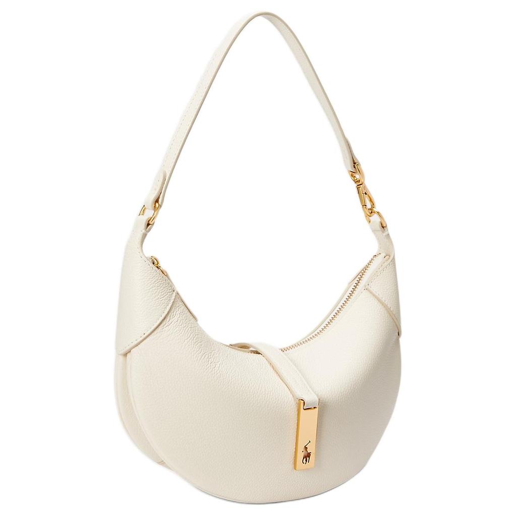 Polo Ralph Lauren Polo ID Brand Logo Zipper Closure Dumpling Bag Leather Crescent Shoulder Bag Mini Women bags Ivory 428895802007