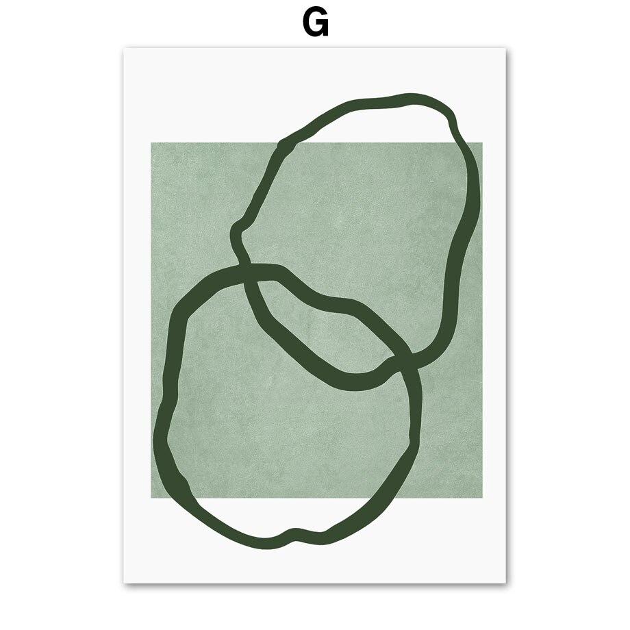 Зеленая абстрактная линия, арочные листья, картина для лица девушки, холст, постеры на скандинавскую тему и принты, настенные панно для декора гостиной