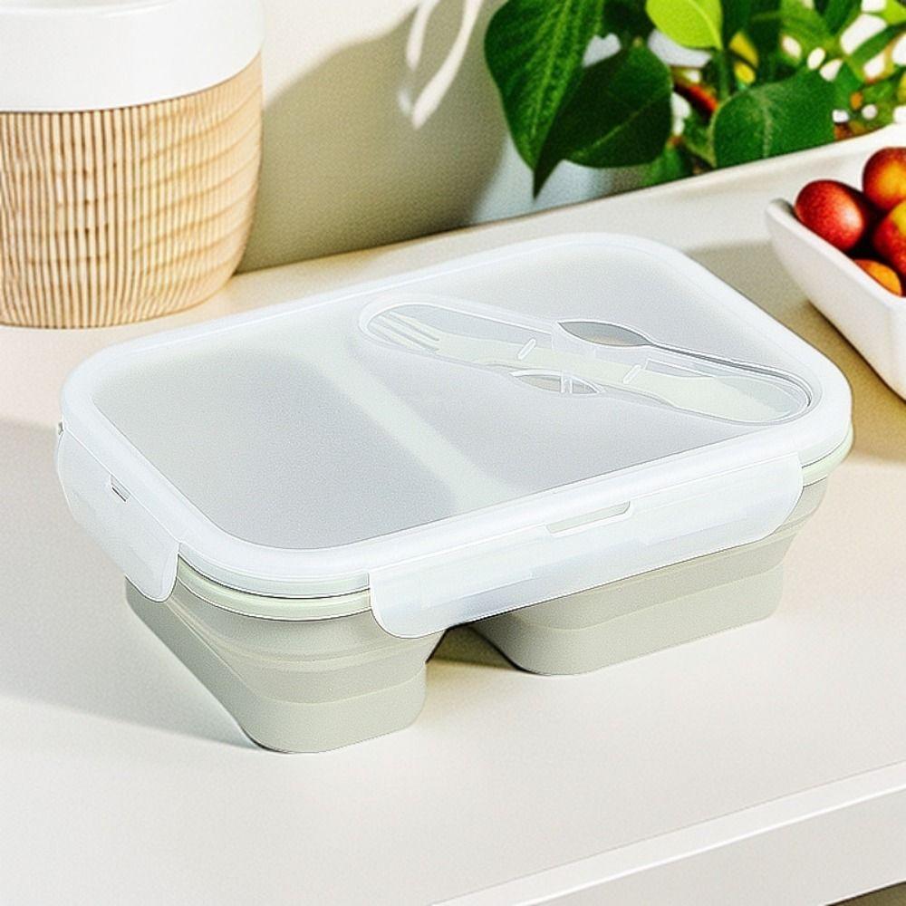 Rectangle Silicone Lunch Box Airtight Fresh Keeping Box Practical Food Storage Container  Student