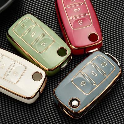 Чехол для дистанционного ключа, мягкий чехол из ТПУ для VW Volkswagen Polo Golf Passat Beetle Caddy Tiguan Skoda Octavia Kodiaq, автомобильные аксессуары