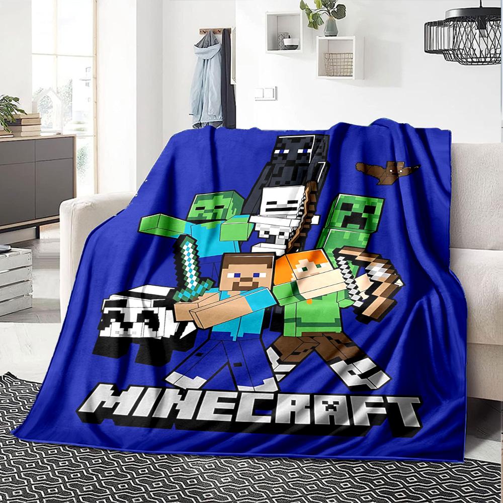 1pc Minecraft Pixel Characters Adventure flannel Blanket for Super Soft Cute Comfort Blanket for Travel Bedding Couch Sofa Blanket Y73049