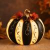 Black White Striped Design Light Up Pumpkin Black White Stripe Glowing Pumpkin  Home Decoration