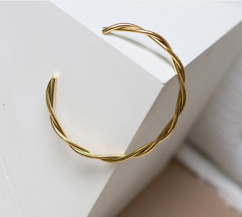Three, Simple Twist Tie Smooth Winding A Thread Bracelet Bracelet Female Titanium Steel Gold Plating