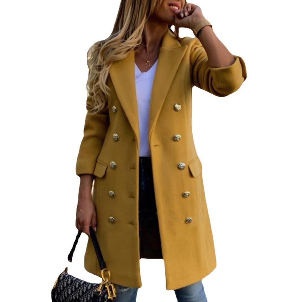 Winter New Double-breasted Lapel Slim-fitting Coat Women's Trench Coat