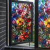 Vintage Art Glass Stickers Painted Flowers Stained Window Films Bathroom Home Decor Static Cling Frosted Privacy Glass Films