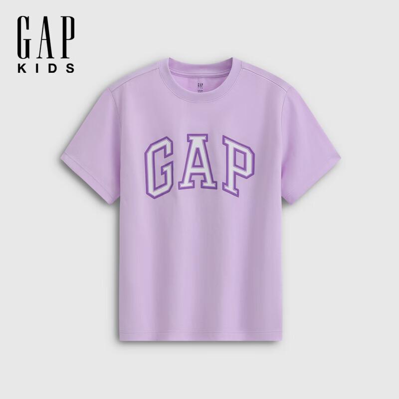 Gap Классическая хлопковая футболка с коротким рукавом и логотипом для девочек