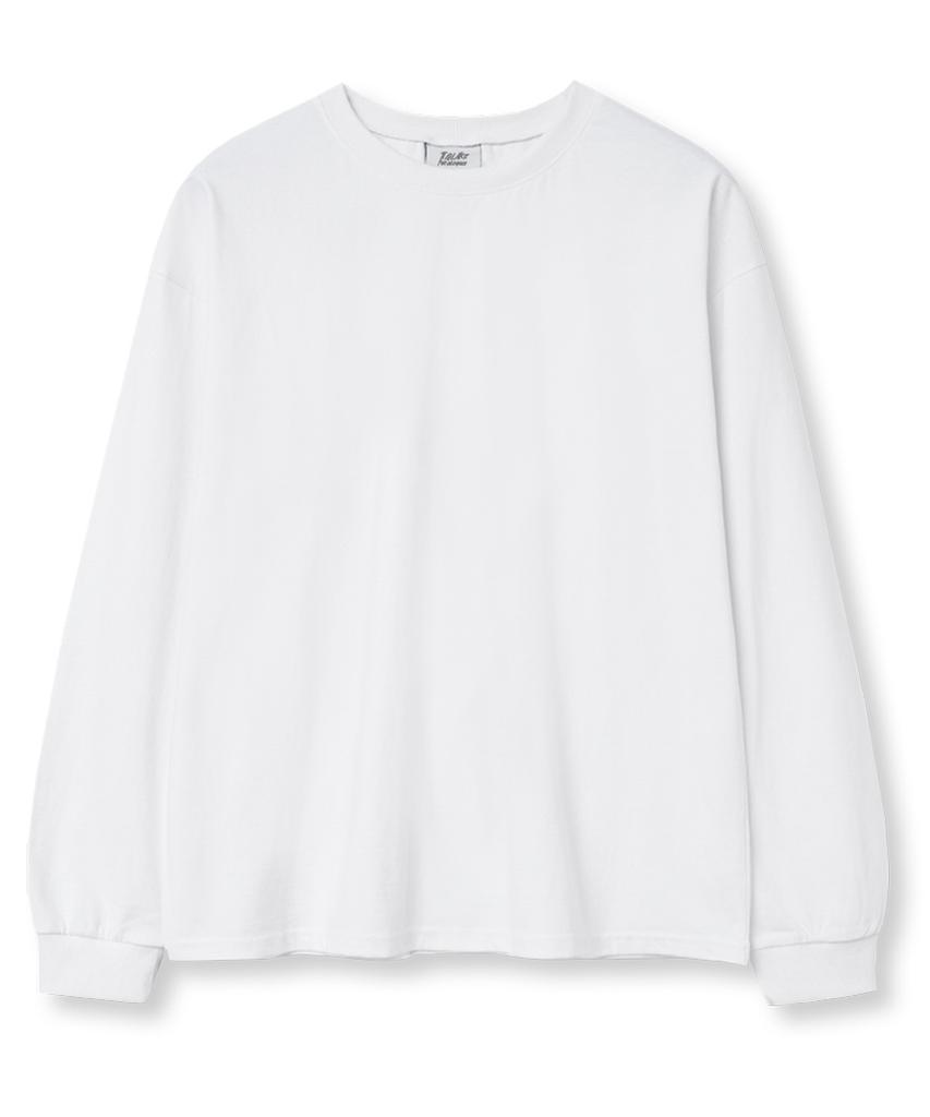 TI.GLAKE Plain Oversized Long Sleeve T-Shirt White [Select Ribbed Sleeves]