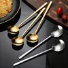 304 Stainless Steel Long Handle Korean Round Spoon - Ideal for Coffee Stirring, Desserts, Bird's Nest, and Ladling.