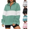 Женская повседневная свободная толстовка с длинными рукавами и застежкой-молнией в стиле пэчворк, свободная полосатая толстовка