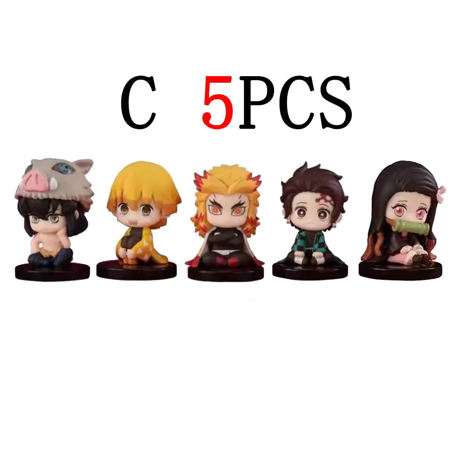 Игрушка аниме-фигурка Demon Slayer - Kimetsu No Yaiba Q версия - Сидящий Тандзиро Нидози Иноске Зеницу PVD Фигурка Модель Кукла Подарок