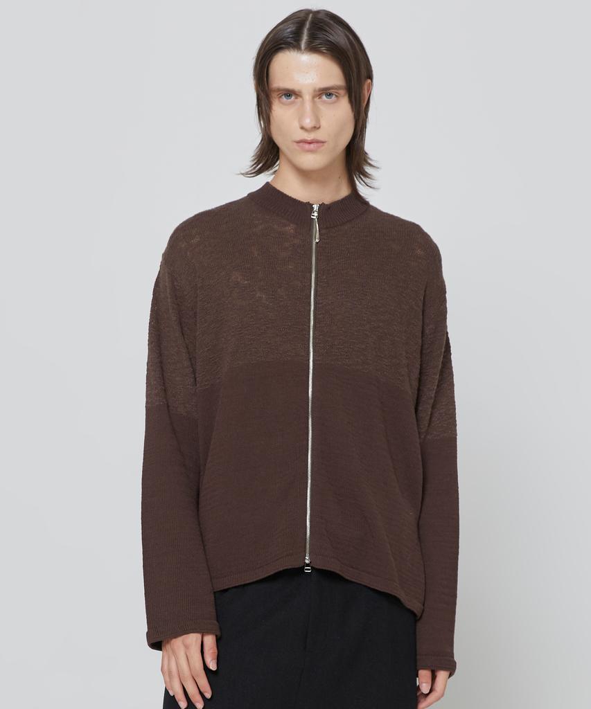MILLO ARCHIVE Claire Knit Crewneck Zip-Up [Brown]