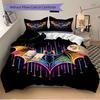 3pcs Neon Bat Print Duvet Cover Set, Cover For Bedroom Guest Room (1 Duvet Cover + 2 Pillowcase, Without Quilt),  yy250922111