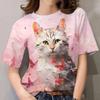 Модная милая футболка с кошкой, животное, 3D-печать, женская повседневная футболка с круглым вырезом и коротким рукавом