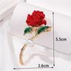 Elegant Temperament Red Rose Pearl Brooch Pins For Women  Enamel Flower Corsage Wedding Party Jewelry Accessories Gift