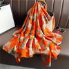 New Rose Block Geometric Fashion Scarf Women's Thin Simulated Silk Shawl Sunscreen Long Large Size Silk