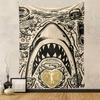 Shark Skull Diving Friendship Retro Illustration Patterned Tapestry for Bedroom and Living Room Home Decor