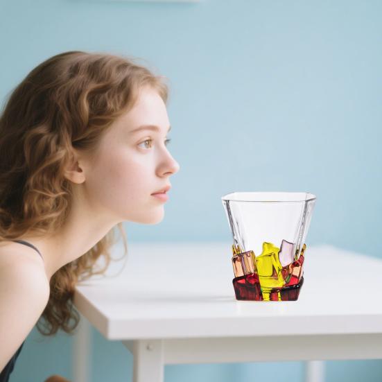 Красочные расписанные вручную стаканы для виски в готическом рок-стиле, бокалы для вина из ослепительного цветного натрий-кальциевого стекла