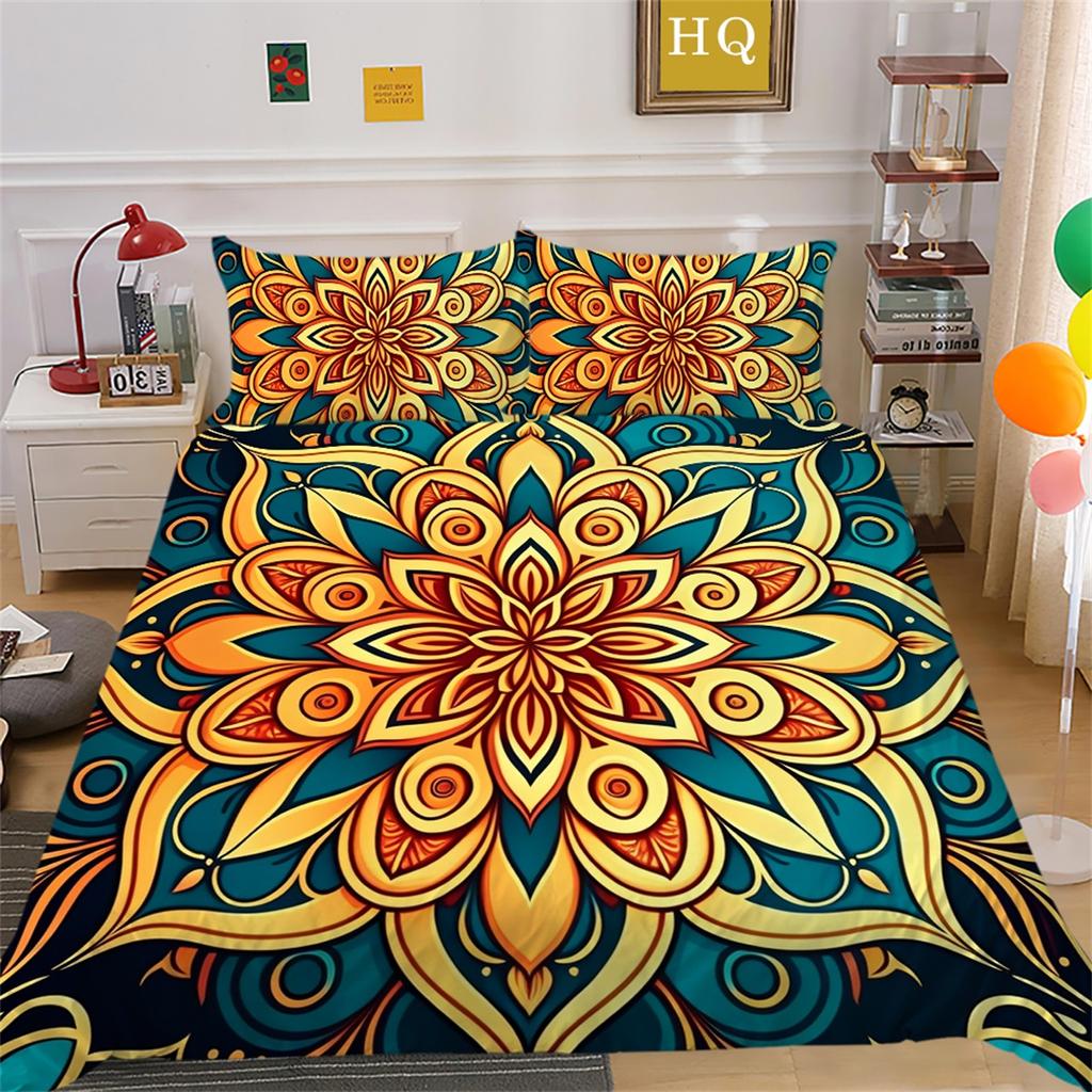 Комплект постельного белья с 3D индийской тематикой, пододеяльник с цветком пейсли, наволочка 2/3, полный размер США/Великобритании/ЕС/Австралии, мягкий быстросохнущий декоративный пододеяльник