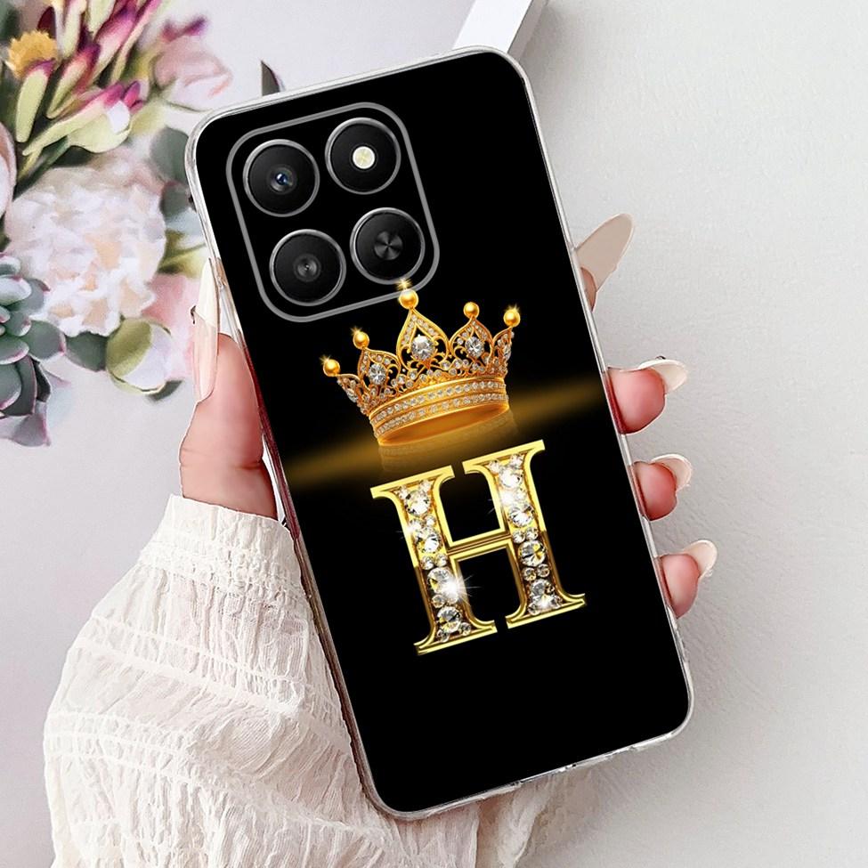Clear For Honor 400Smart 5G LGN-NX1 Case For Honor 400 Smart Cover Luxury A-Z Letters Fashion Flowers Crown Soft Bumper Casing