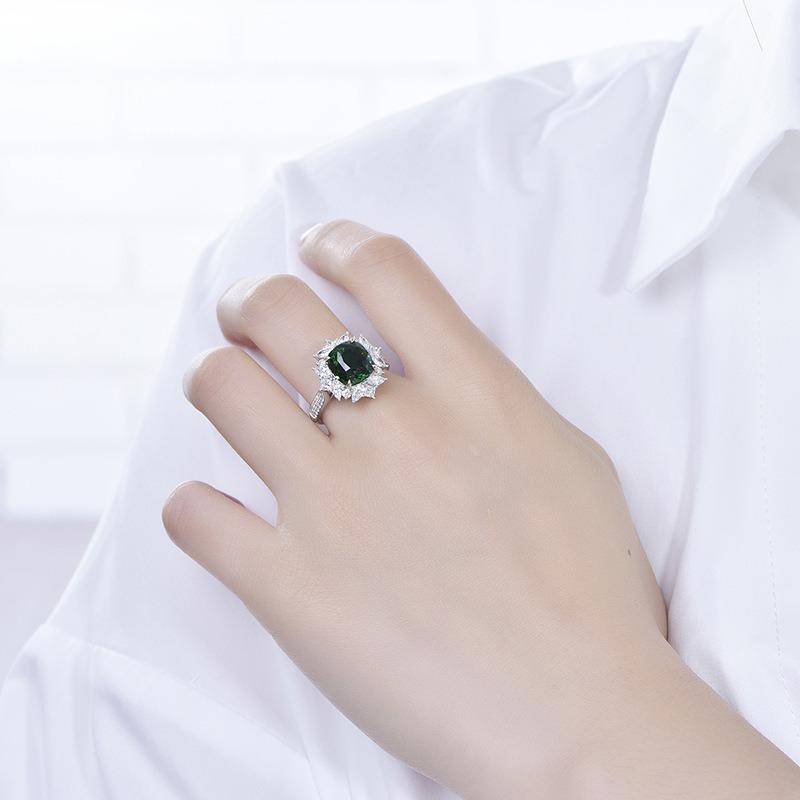 Sace Gems Классическое кольцо из медного сплава с зеленым цирконом, женские ювелирные изделия, свадебный подарок, вечеринка
