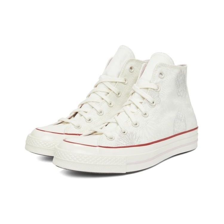 Converse Chuck 70 Цветочная вышивка Удобные высокие парусиновые кеды Женские кроссовки Молочный A00844C