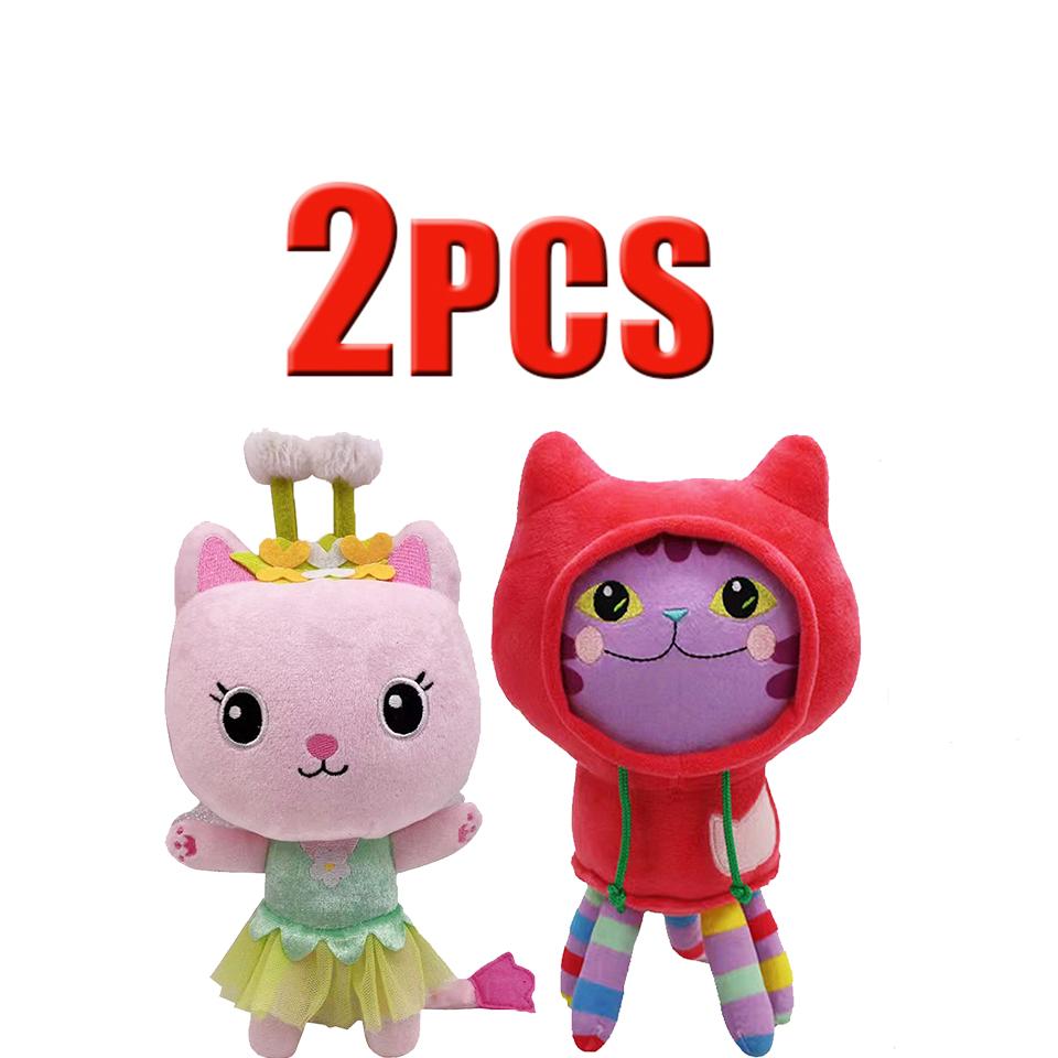 ##8-Piece Gabby Doll House Plush Toy Set 25cm Mermaid Cat Stuffed Animal Cartoon Doll Children's Christmas Gift
