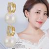 Серьги из корейского жемчуга с покрытием из 14-каратного золота и микроинкрустированными цирконами