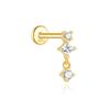 CANNER 1PC 925 Silver Tassel Horse Eye Geometric Zircon Flat Head Thread Piercing Earring For Women Love Earring