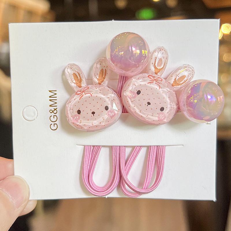 2 Pieces Cute Cartoon Princess Headwear Heart Shaped Elastic Hair Bands Kids Hair Accessories Girls Elastic Hair Ropes