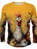 3D-печатный рисунок в виде курицы в стиле аниме, 3D-печатная осенняя мужская футболка с круглым вырезом, повседневный свободный свитер с длинным рукавом, модные топы
