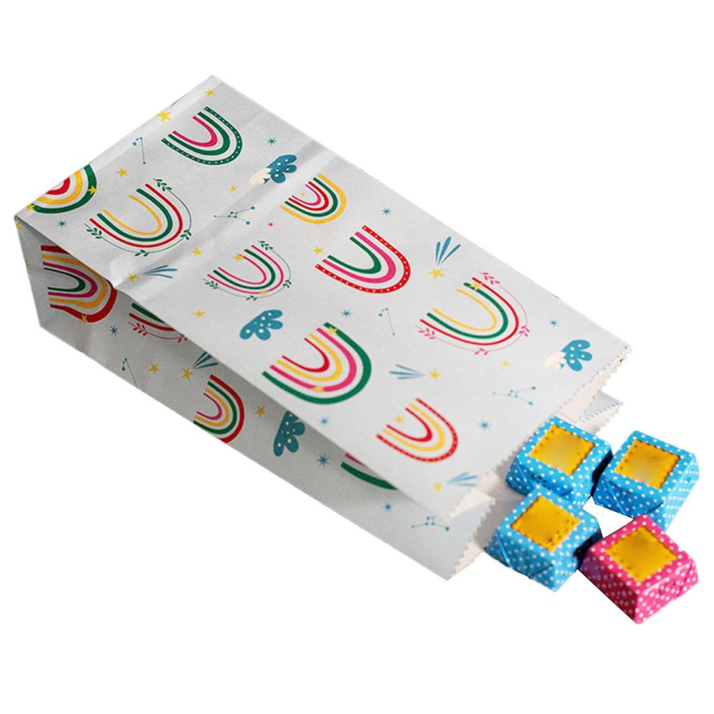 10 шт. Складные и безопасные бумажные пакеты для конфет, подарочные пакеты, красочные радужные дизайны, стоячие пакеты для подарков, свадебные принадлежности для вечеринок