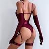 Aduloty Женское сексуальное нижнее белье на бретелях, тонкий стильный комплект перчаток, тонкий перспективный боди, искушение, эротическое белье
