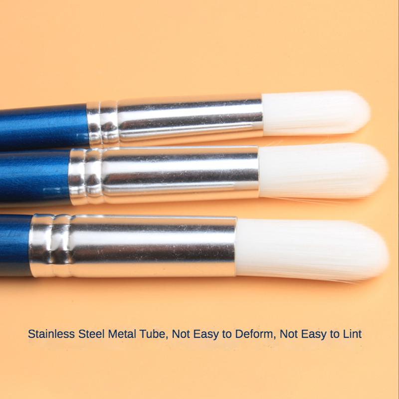 JOWOART 15 Piece White Nylon Hair Watercolor Paint Brush Birch Wood Long Rod Paint Art Painting Round Head Gouache Brush Artist Tool