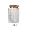 Square Kitchen Glass Bottle Vintage Mason Jar Multi-functional Embossed Glass Storage Jar  Candy