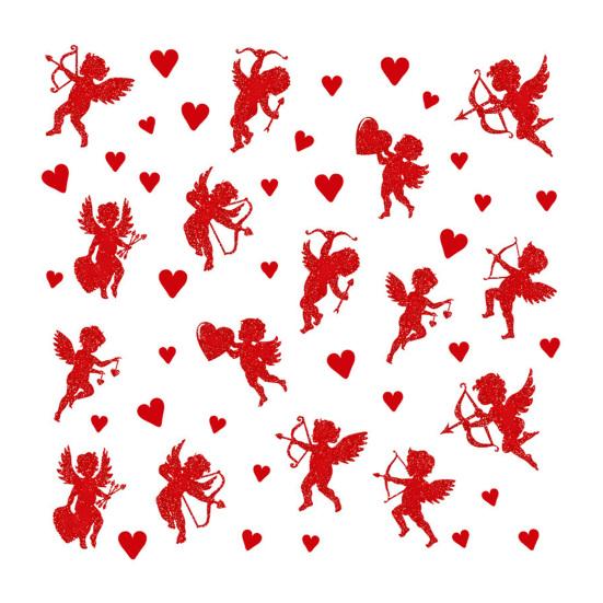 50 шт. Блестящие вырезные наклейки на окно в форме Купидона, Красное Сердце Купидона, Наклейка на окно ко Дню Святого Валентина, для Свадьбы, Праздничной Вечеринки, Декор