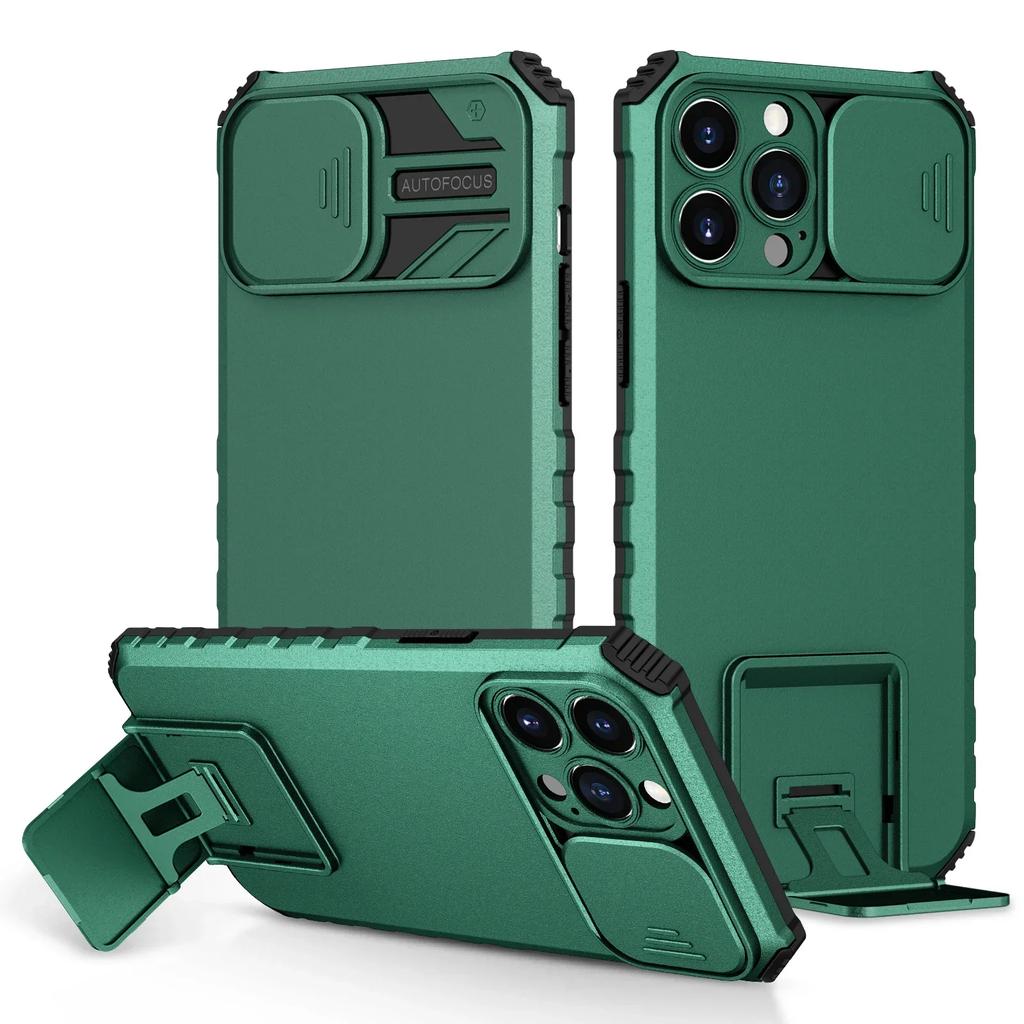 Бронированный противоударный чехол для iPhone 17 16 15 14 13 12 11 Pro Max Plus Сдвижная защита камеры Магнитная подставка-держатель Чехол для телефона