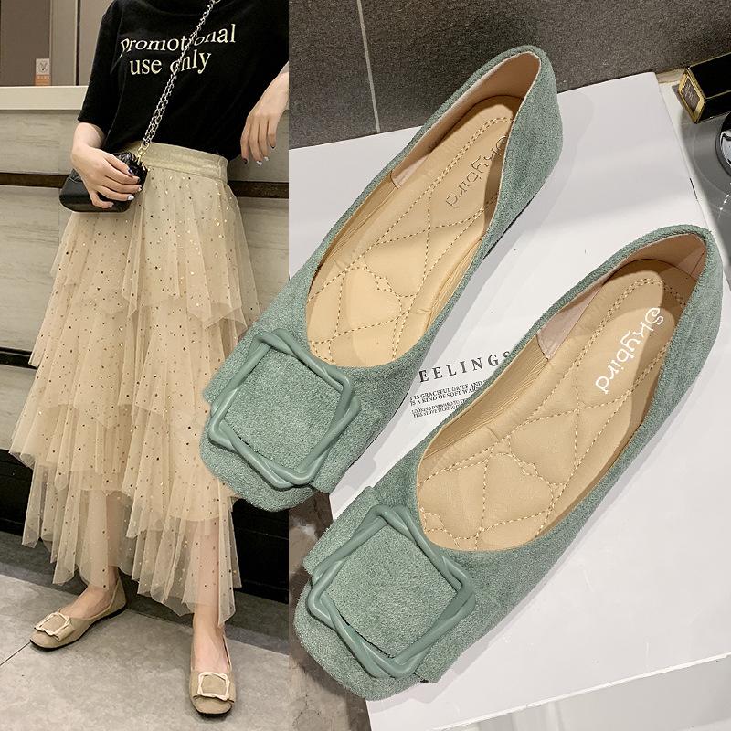 Туфли на плоской подошве женские 2024 года новые универсальные женские туфли с квадратным носком и неглубоким горлом женские одинарные туфли с мягкой подошвой и нескользящей подошвой туфли Doudou