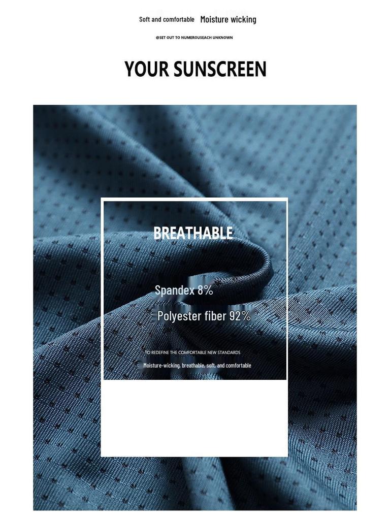 Men's Quick-Drying Short-Sleeve T-Shirt, Ice Silk, Elastic, Plus Size, Outdoor Sports, Casual Wear