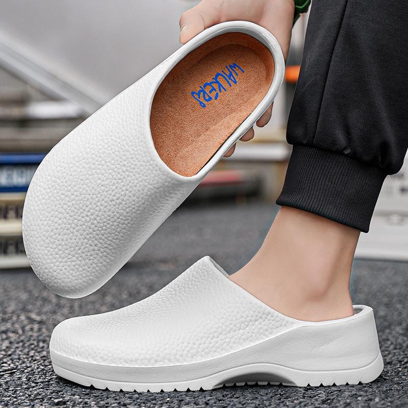 Men Summer Slipper Flip-Flop Waterproof Oil-Proof Anti-Slip Chef Shoes Comfortable Breathable Sandals EVA Soft Garden Shoes